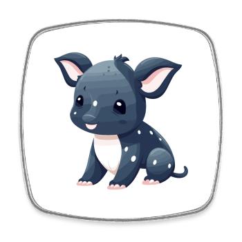 Tapir mignon heureux kawaii dessin animé Clipart Animal - Magnet carré - blanc - Devant