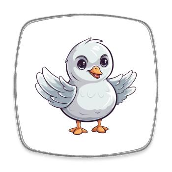 Seagull Cute Happy Kawaii Cartoon Clipart Animal - Square fridge magnet - white - Front