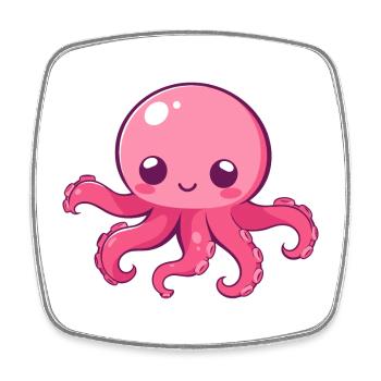 Oktopus Niedlich Glücklich Kawaii Cartoon Clipart Tier - Viereckiger Kühlschrankmagnet - Weiß - Vorne