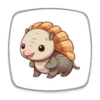 Armadillo Cute Happy Kawaii Cartoon Clipart Animal - Square fridge magnet - white - Front
