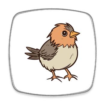 Spatz Niedlich Glücklich Kawaii Cartoon Clipart Tier - Viereckiger Kühlschrankmagnet - Weiß - Vorne