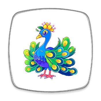 Pfau Niedlich Glücklich Kawaii Cartoon Clipart Tier - Viereckiger Kühlschrankmagnet - Weiß - Vorne