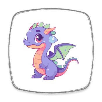 Dragon Cute Happy Kawaii Cartoon Clipart Animal - Square fridge magnet - white - Front