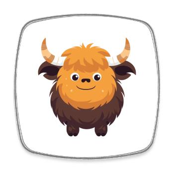 Yak Mignon Heureux Kawaii Cartoon Clipart Animal - Magnet carré - blanc - Devant