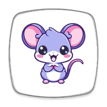 ratte niedlich glücklich kawaii cartoon clipart tier - Viereckiger Kühlschrankmagnet - Weiß - Vorne