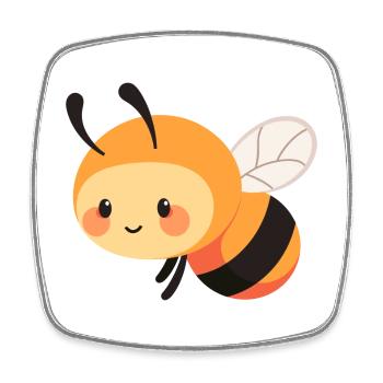 Abeille mignon heureux kawaii dessin animé Clipart Animal - Magnet carré - blanc - Devant