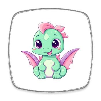Dragon Cute Happy Kawaii Cartoon Clipart Animal - Square fridge magnet - white - Front