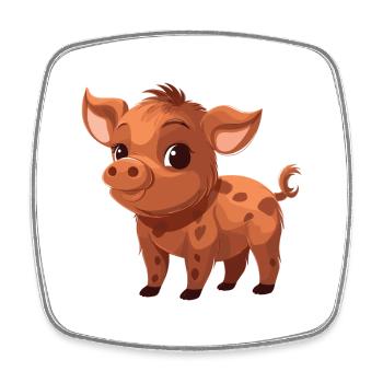 Boar Cute Happy Kawaii Cartoon Clipart Animal - Square fridge magnet - white - Front