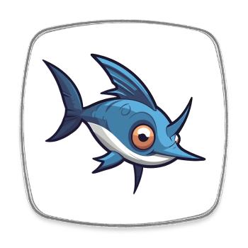 Schwertfisch Niedlich Glücklich Kawaii Cartoon Clipart Tier - Viereckiger Kühlschrankmagnet - Weiß - Vorne