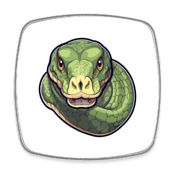 Anaconda Cute Happy Kawaii Cartoon Clipart Animal - Square fridge magnet - white - Front