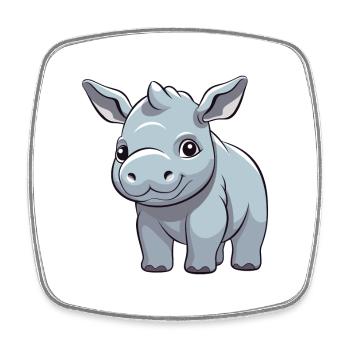 Nashorn niedlich glücklich kawaii cartoon clipart tier - Viereckiger Kühlschrankmagnet - Weiß - Vorne