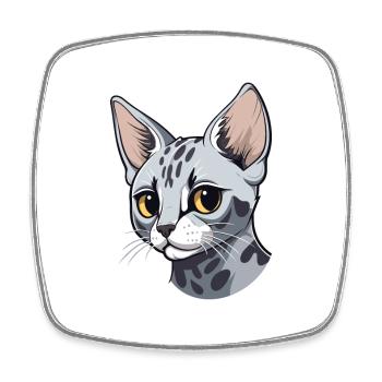 Egyptian Mau Cat Cute Happy Kawaii Cartoon Clipart - Square fridge magnet - white - Front
