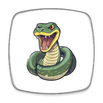 Anaconda Cute Happy Kawaii Cartoon Clipart Animal - Square fridge magnet - white - Front