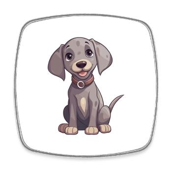 Braque de Weimar chien mignon heureux Kawaii Cartoon Clipart A - Magnet carré - blanc - Devant