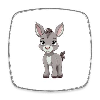 Âne mignon heureux Kawaii Cartoon Clipart Animal - Magnet carré - blanc - Devant