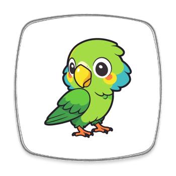 Papagei Niedlich Glücklich Kawaii Cartoon Clipart Tier - Viereckiger Kühlschrankmagnet - Weiß - Vorne