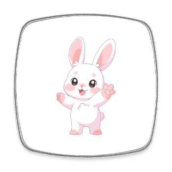 Lapin mignon heureux Kawaii dessin animé Clipart Animal - Magnet carré - blanc - Devant