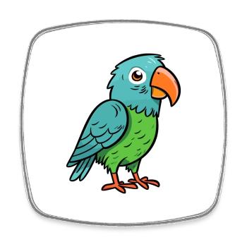 Papagei Niedlich Glücklich Kawaii Cartoon Clipart Tier - Viereckiger Kühlschrankmagnet - Weiß - Vorne