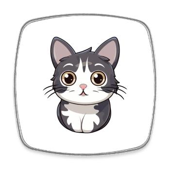 Amerikanische Drahthaarkatze Niedlich Glücklich Kawaii Cartoon Cl - Viereckiger Kühlschrankmagnet - Weiß - Vorne