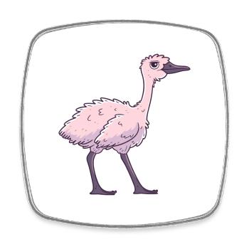 Ostrich Cute Happy Kawaii Cartoon Clipart Animal - Square fridge magnet - white - Front