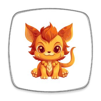 Chimera Cute Happy Kawaii Cartoon Clipart Animal - Square fridge magnet - white - Front