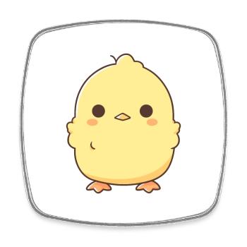 Chicken Cute Happy Kawaii Cartoon Clipart Animal - Square fridge magnet - white - Front