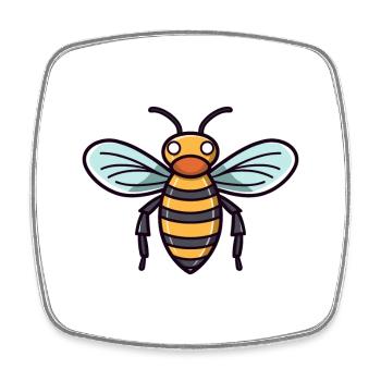 Abeille mignon heureux kawaii dessin animé Clipart Animal - Magnet carré - blanc - Devant
