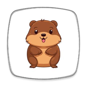 Beaver Cute Happy Kawaii Cartoon Clipart Animal - Square fridge magnet - white - Front