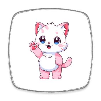 Katze niedlich glücklich kawaii cartoon clipart tier - Viereckiger Kühlschrankmagnet - Weiß - Vorne