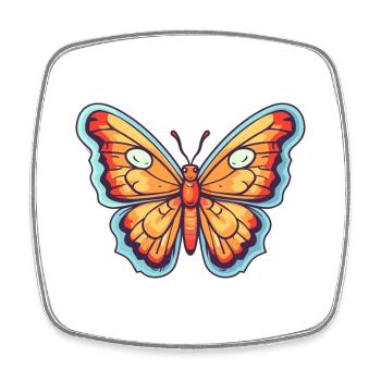 papillon mignon heureux kawaii dessin animé clipart animal - Magnet carré - blanc - Devant