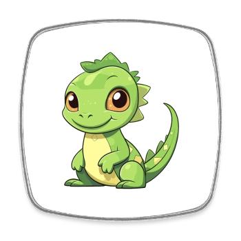 Iguana Cute Happy Kawaii Cartoon Clipart Animal - Square fridge magnet - white - Front