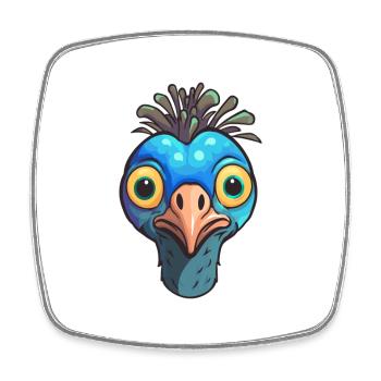 Pfau Niedlich Glücklich Kawaii Cartoon Clipart Tier - Viereckiger Kühlschrankmagnet - Weiß - Vorne
