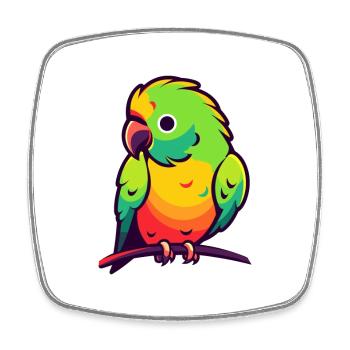 Papagei Niedlich Glücklich Kawaii Cartoon Clipart Tier - Viereckiger Kühlschrankmagnet - Weiß - Vorne