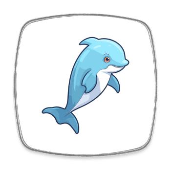 Dauphin Mignon Heureux Kawaii Cartoon Clipart Animal - Magnet carré - blanc - Devant