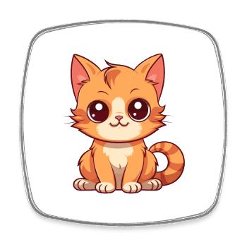 Katze niedlich glücklich kawaii cartoon clipart tier - Viereckiger Kühlschrankmagnet - Weiß - Vorne
