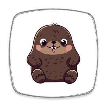 Taupe Mignon Heureux Kawaii Cartoon Clipart Animal - Magnet carré - blanc - Devant
