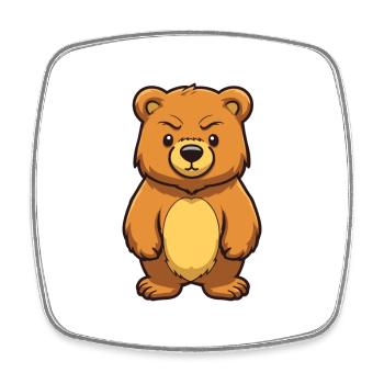 Ours Mignon Heureux Kawaii Cartoon Clipart Animal - Magnet carré - blanc - Devant