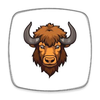 Buffalo Cute Happy Kawaii Cartoon Clipart Animal - Square fridge magnet - white - Front