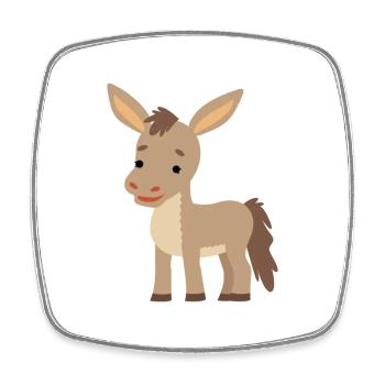 Âne mignon heureux Kawaii Cartoon Clipart Animal - Magnet carré - blanc - Devant
