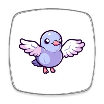 Pigeon Mignon Heureux Kawaii Cartoon Clipart Animal - Magnet carré - blanc - Devant