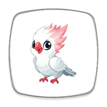 Cockatoo Cute Happy Kawaii Cartoon Clipart Animal - Square fridge magnet - white - Front