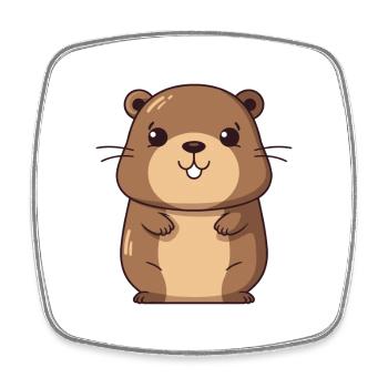 Groundhog Cute Happy Kawaii Cartoon Clipart Animal - Square fridge magnet - white - Front