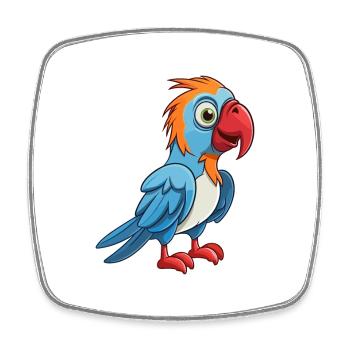 Papagei Niedlich Glücklich Kawaii Cartoon Clipart Tier - Viereckiger Kühlschrankmagnet - Weiß - Vorne