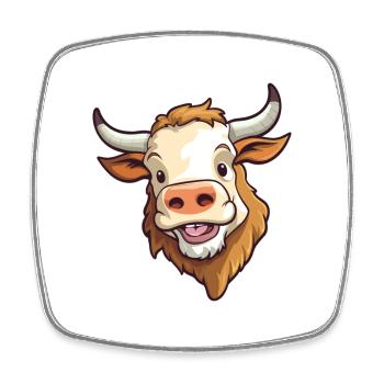 Bull Cute Happy Kawaii Cartoon Clipart Animal - Square fridge magnet - white - Front