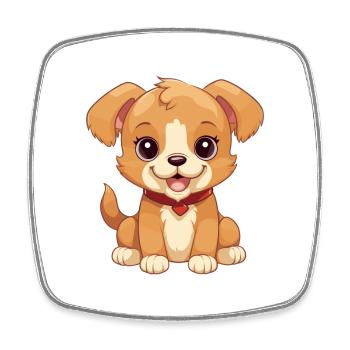 Russian Toy Dog Cute Happy Kawaii Cartoon Clipart - Square fridge magnet - white - Front