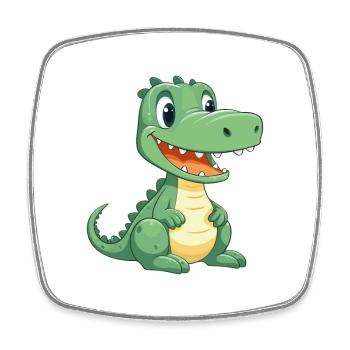 Crocodile Cute Happy Kawaii Cartoon Clipart Animal - Square fridge magnet - white - Front