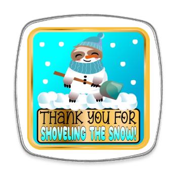 SHOVELING THE SNOW - THANK YOU SLOTH - Square fridge magnet - white - Front