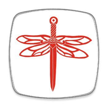 Red Sword and Dragonfly Wings - Square fridge magnet - white - Front