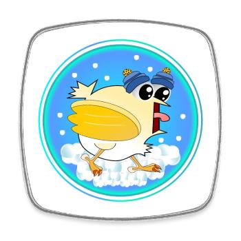 Poulets d’hiver de neige - Magnet carré - blanc - Devant