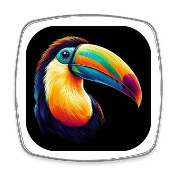 Toucan bec coloré photoréaliste - Magnet carré - blanc - Devant